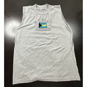 Vintage Nassau Bahamas Tank Top‎ Large Embroidered Flag